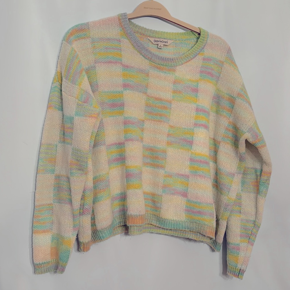Rainbow Checked Sweater Lightweight Size S